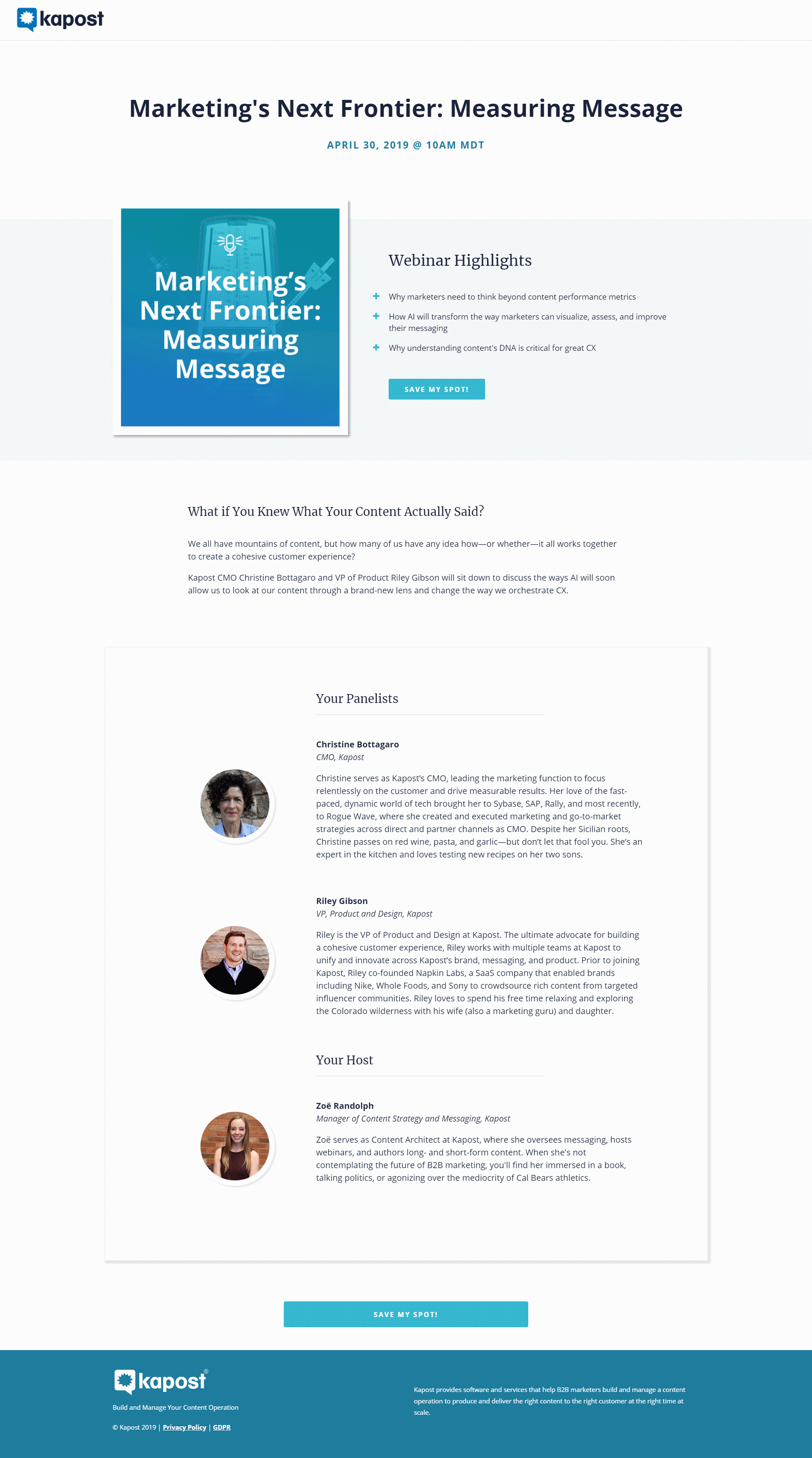 Example webinar landing pages